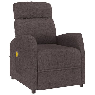 vidaXL Fauteuil de massage Marron foncé Tissu