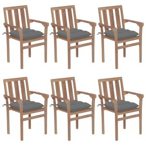 vidaXL Chaises de jardin empilables avec coussins lot de 6 Teck solide