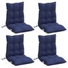 vidaXL Coussins de chaise &agrave; dossier bas lot de 4 bleu marine