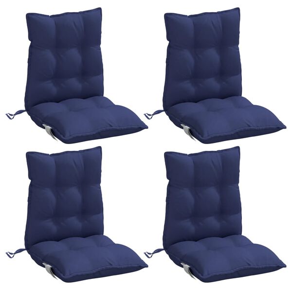 vidaXL Coussins de chaise &agrave; dossier bas lot de 4 bleu marine