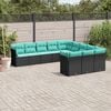 vidaXL Salon de jardin 11 pcs avec coussins noir r&eacute;sine tress&eacute;e