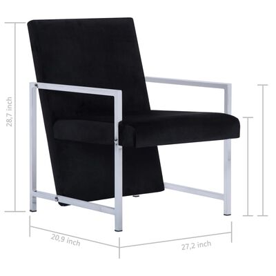 vidaXL Fauteuil avec pieds chromés noir velours