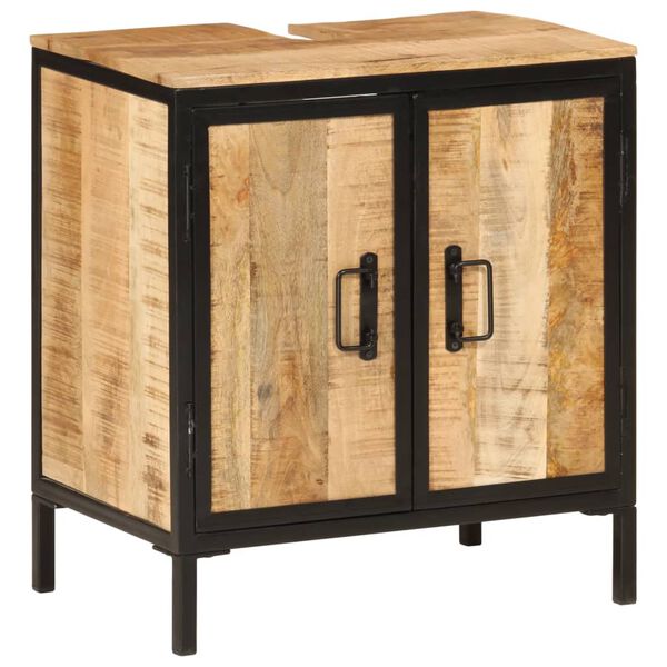 vidaXL Armoire lavabo de salle de bain bois massif de manguier et fer