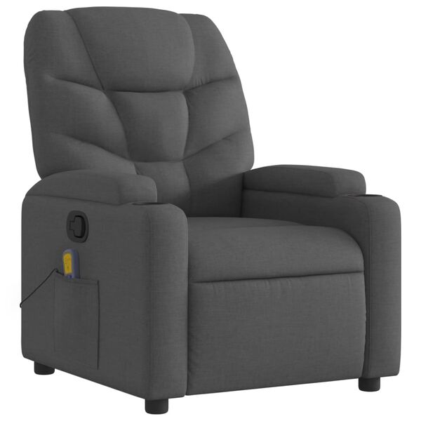 vidaXL Fauteuil de massage inclinable gris fonc&eacute; tissu