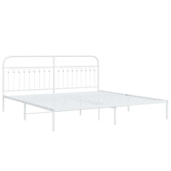 vidaXL Cadre de lit m&eacute;tal sans matelas et t&ecirc;te de lit blanc 193x203 cm
