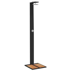 vidaXL Douche d'ext&eacute;rieur noir 50x55x224 cm r&eacute;sine tress&eacute;e bois acacia