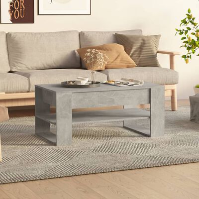 vidaXL Table basse Gris béton 102x55x45 cm Bois d'ingénierie