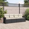 vidaXL Salon de jardin 4 pcs avec coussins noir r&eacute;sine tress&eacute;e