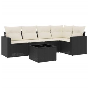 vidaXL Salon de jardin 6 pcs avec coussins noir r&eacute;sine tress&eacute;e