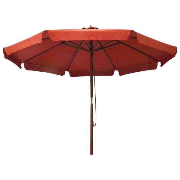 vidaXL Parasol d'extérieur avec mât en bois 330 cm Terre cuite