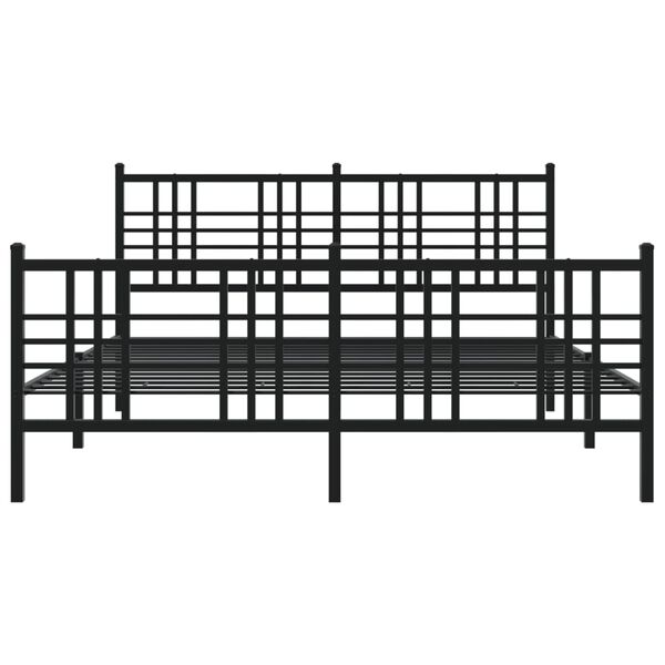 vidaXL Cadre de lit m&eacute;tal sans matelas avec pied de lit noir 150x200cm