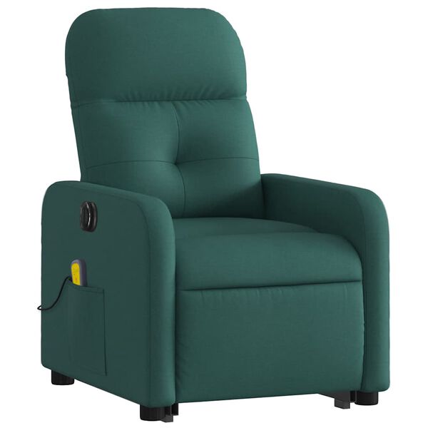 vidaXL Fauteuil inclinable de massage &eacute;lectrique vert fonc&eacute; tissu