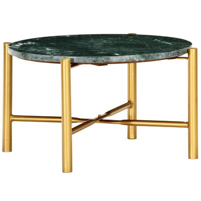 vidaXL Table basse Vert 60x60x35 cm Pierre véritable et texture marbre