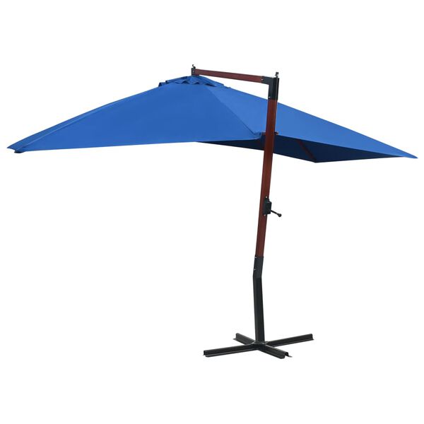 vidaXL Parasol suspendu avec m&acirc;t en bois 400x300 cm Bleu