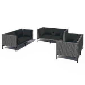 vidaXL Salon de jardin 6 pcs avec coussins R&eacute;sine tress&eacute;e Gris fonc&eacute;