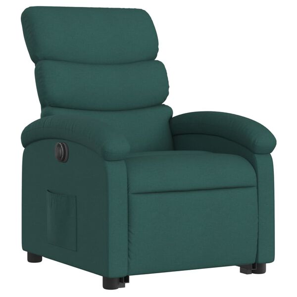 vidaXL Fauteuil inclinable &eacute;lectrique vert fonc&eacute; tissu