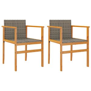vidaXL Chaises de jardin lot de 2 gris r&eacute;sine tress&eacute;e et bois massif
