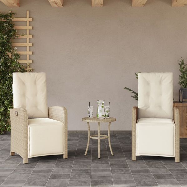 vidaXL Ensemble de bistro 3 pcs avec coussins beige résine tressée