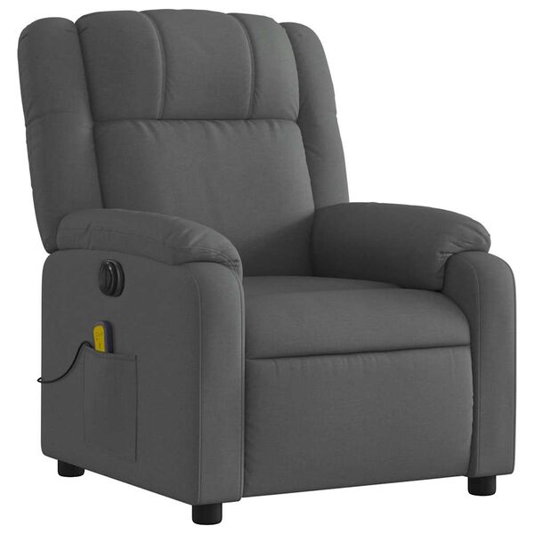 vidaXL Fauteuil inclinable de massage &eacute;lectrique gris fonc&eacute; tissu
