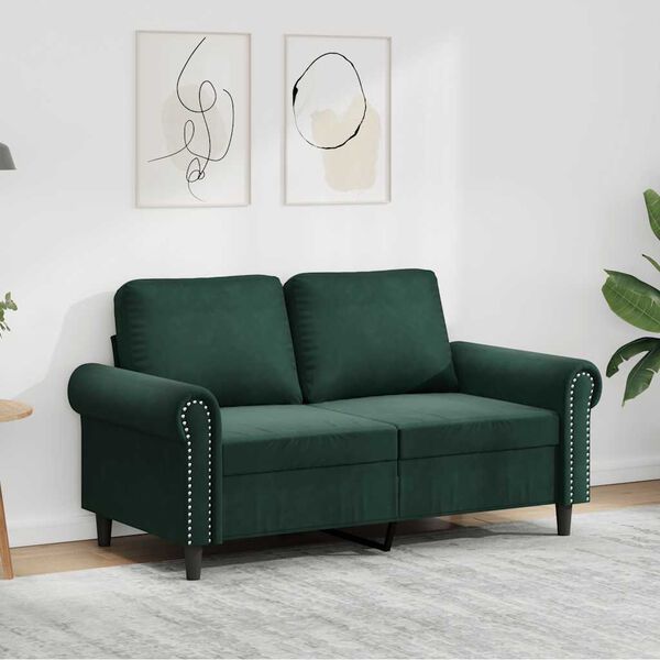 vidaXL Canap&eacute; &agrave; 2 places Vert fonc&eacute; 120 cm Velours
