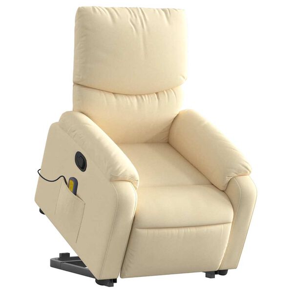 vidaXL Fauteuil inclinable de massage crème tissu