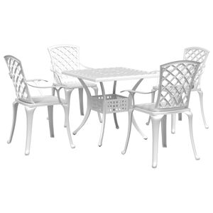 vidaXL Ensemble à manger de jardin 5 pcs blanc aluminium coulé