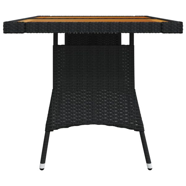 vidaXL Table de jardin Noir 130x70x72 cm R&eacute;sine tress&eacute;e et acacia