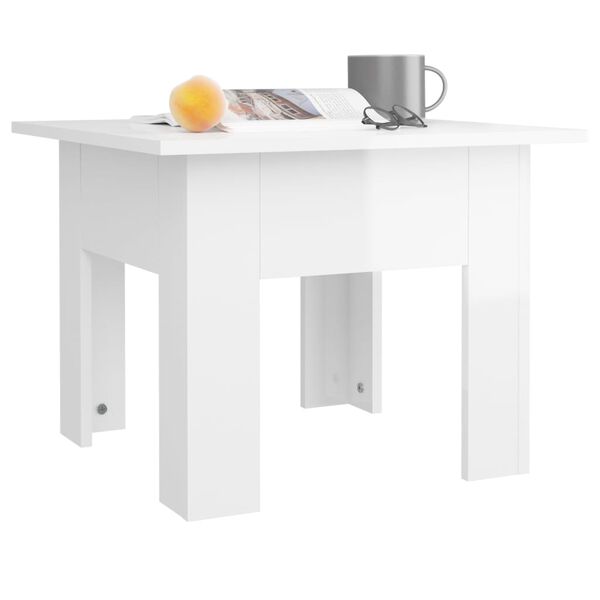 vidaXL Table basse blanc brillant 55x55x42 cm bois d'ing&eacute;nierie