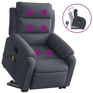 vidaXL Fauteuil inclinable de massage gris fonc&eacute; velours