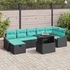 vidaXL Ensemble de canap&eacute; de jardin avec coussin 8 pcs Noir Poly rotin
