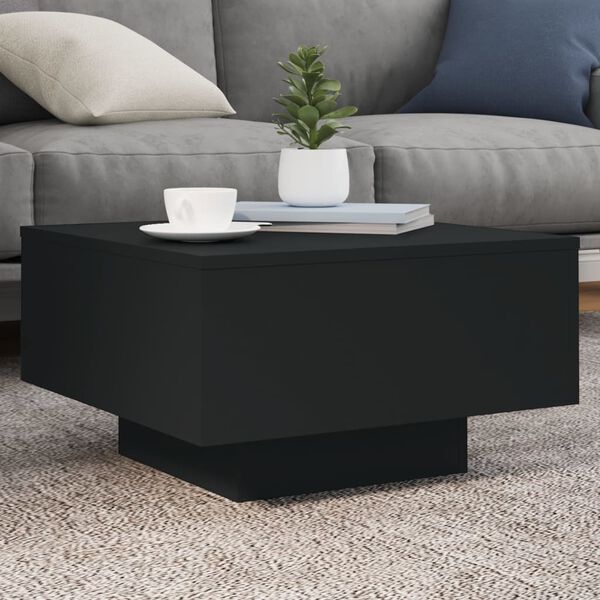 vidaXL Table basse avec lumi&egrave;res LED noir 55x55x31 cm