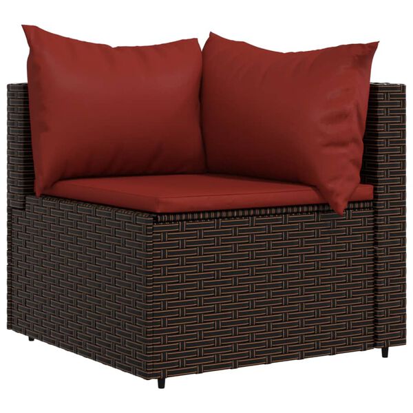 vidaXL Salon de jardin 4 pcs avec coussins Marron R&eacute;sine tress&eacute;e