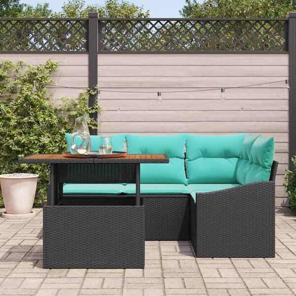 vidaXL Ensemble de salle &agrave; manger pour jardin 5 pcs Noir et Sarcelle