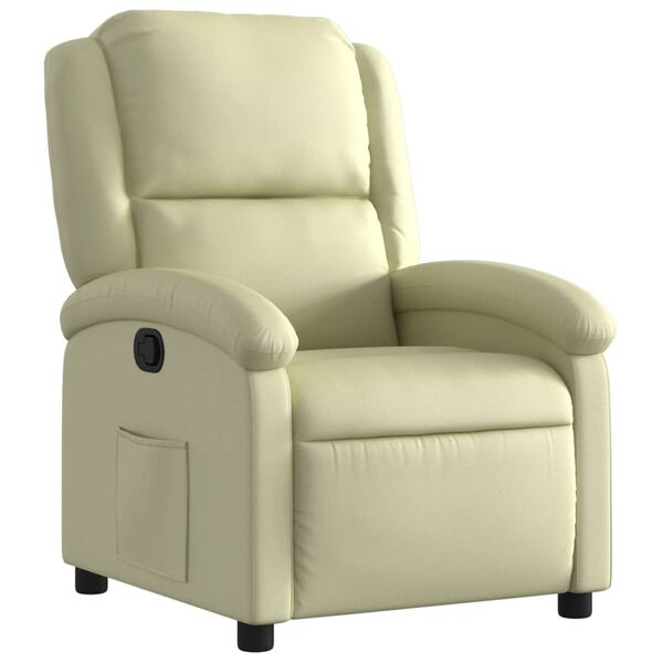vidaXL Fauteuil inclinable crème cuir véritable