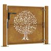 vidaXL Portail de jardin 100x75 cm en acier Corten motif arbre