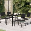 vidaXL Table &agrave; d&icirc;ner de jardin Noir 140x70x74 cm Acier et verre