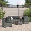 vidaXL Salon de jardin 6 pcs avec coussins Gris R&eacute;sine tress&eacute;e