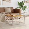 vidaXL Table basse argenté acier inoxydable et bois massif d'acacia