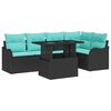 vidaXL Ensemble de canap&eacute; de jardin 6 pcs Noir Poly Rattan