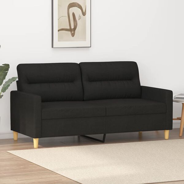 vidaXL Canap&eacute; &agrave; 2 places Noir 140 cm Tissu