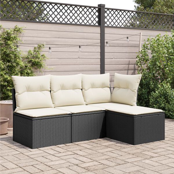 vidaXL Tabouret de jardin avec coussin noir 55x55x37 cm r&eacute;sine tress&eacute;e