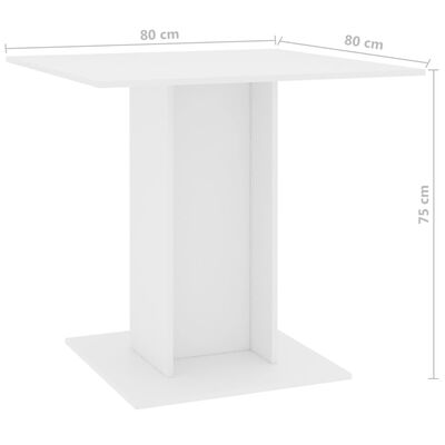 vidaXL Table à manger Blanc 80x80x75 cm bois d'ingénierie