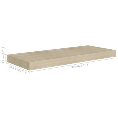 vidaXL Étagère flottante murale chêne 60x23,5x3,8 cm MDF