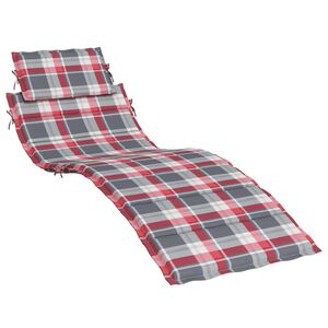 vidaXL Coussin de chaise longue &agrave; carreaux rouge 186x58x4 cm