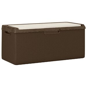 vidaXL Boîte de rangement jardin coussin de siège marron 350 L PP