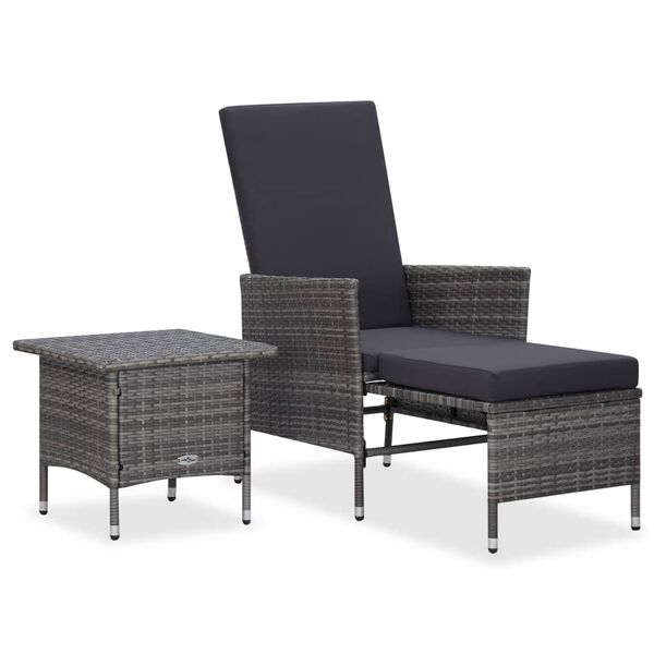 vidaXL Salon de jardin 2 pcs avec coussins R&eacute;sine tress&eacute;e Gris
