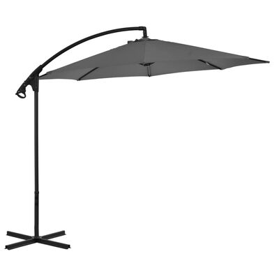 vidaXL Parasol de jardin en porte-à-feux avec mât en acier anthracite