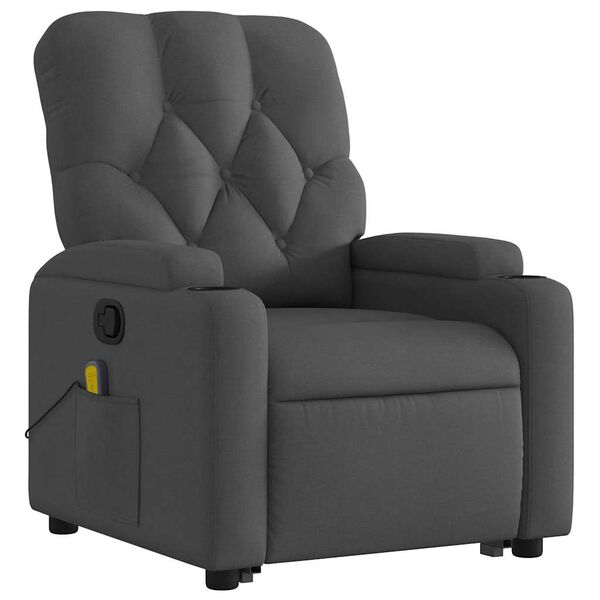 vidaXL Fauteuil inclinable de massage gris foncé tissu