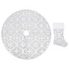 vidaXL Jupe de sapin de No&euml;l de luxe avec chaussette Blanc 90 cm Tissu