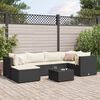 vidaXL Salon de jardin 7 pcs avec coussins Noir R&eacute;sine tress&eacute;e